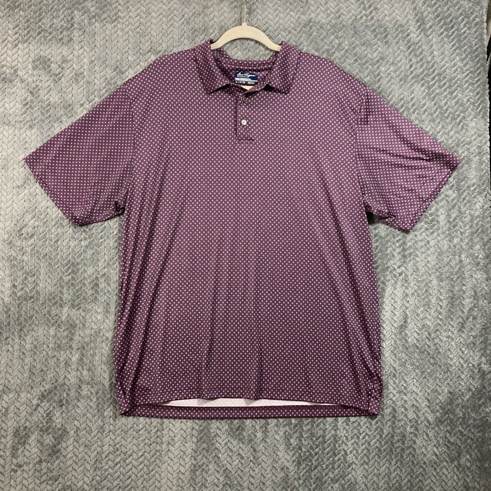 Ben Hogan Polo Shirt Mens XL Performance Purple Geometric Print Stretch EUC